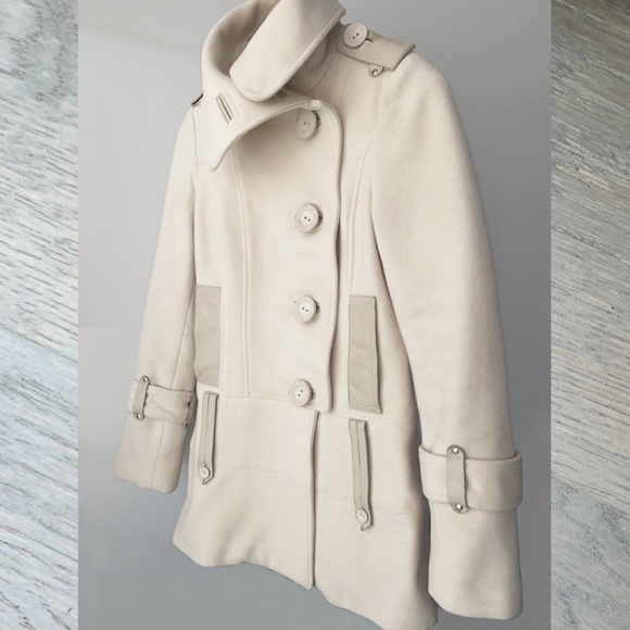 Mackage | Wool Cashmere Peacoat Coat with Leather Trims - Picture 2 of 16